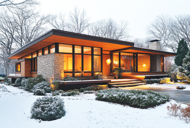 Modern luxury home in winter