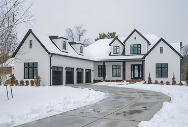 Modern house in winter